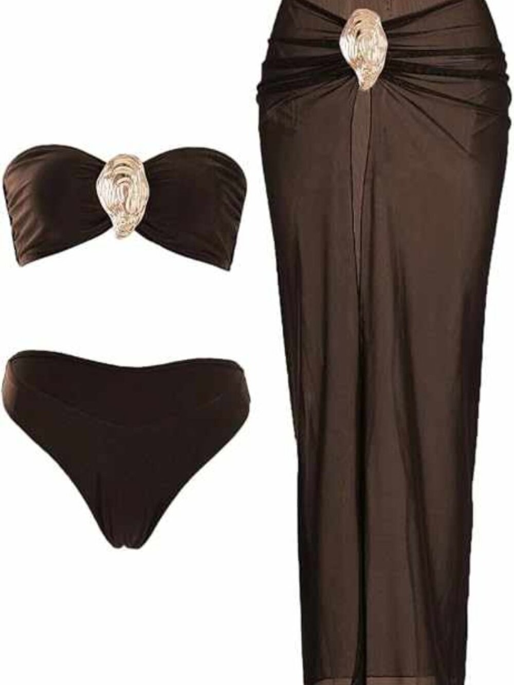 3 Pc Strapless Bikini Set w/Sarong N8849